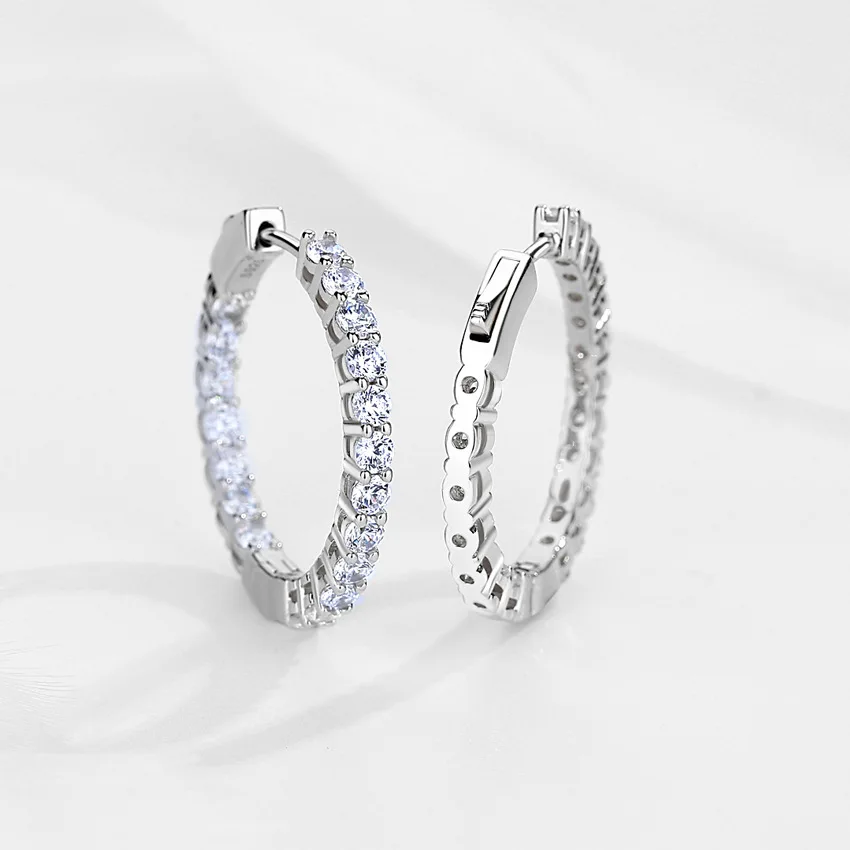 Boucles d'oreilles en argent Sterling 100% et Moissanite pour femmes, bijoux scintillants de luxe, cadeaux, 3mm, 925