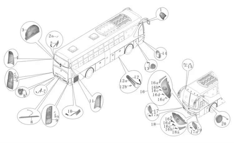 Запчасти для автобуса Kinglong XMQ6127BYBEVL1 дорожные аксессуары детали задний фонарь