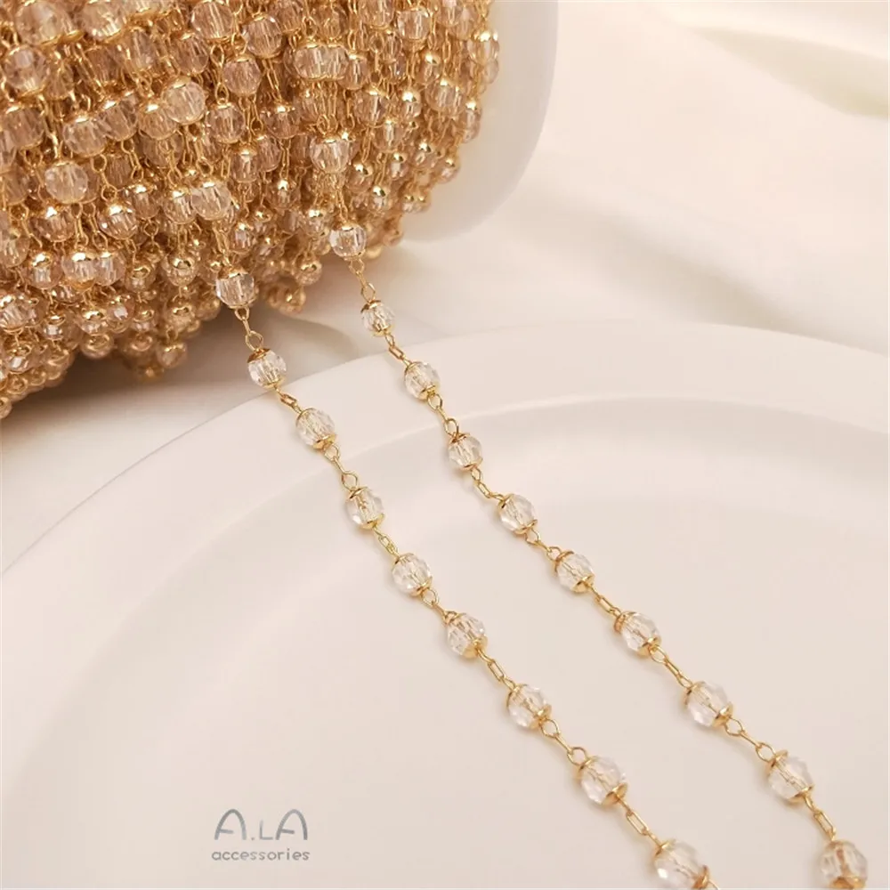 

Plated 14K Gold Filled Pendant clip round zircon chain DIY handwork loose chain necklace jewelry material