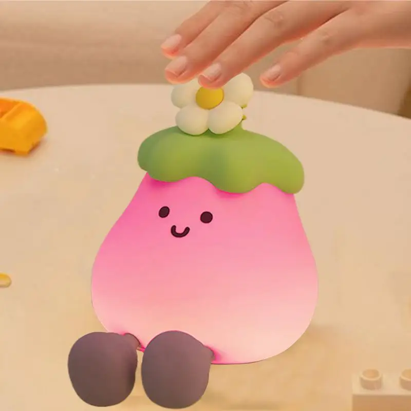 Силиконовый детский ночник перезаряжаемый светильник в форме баклажана