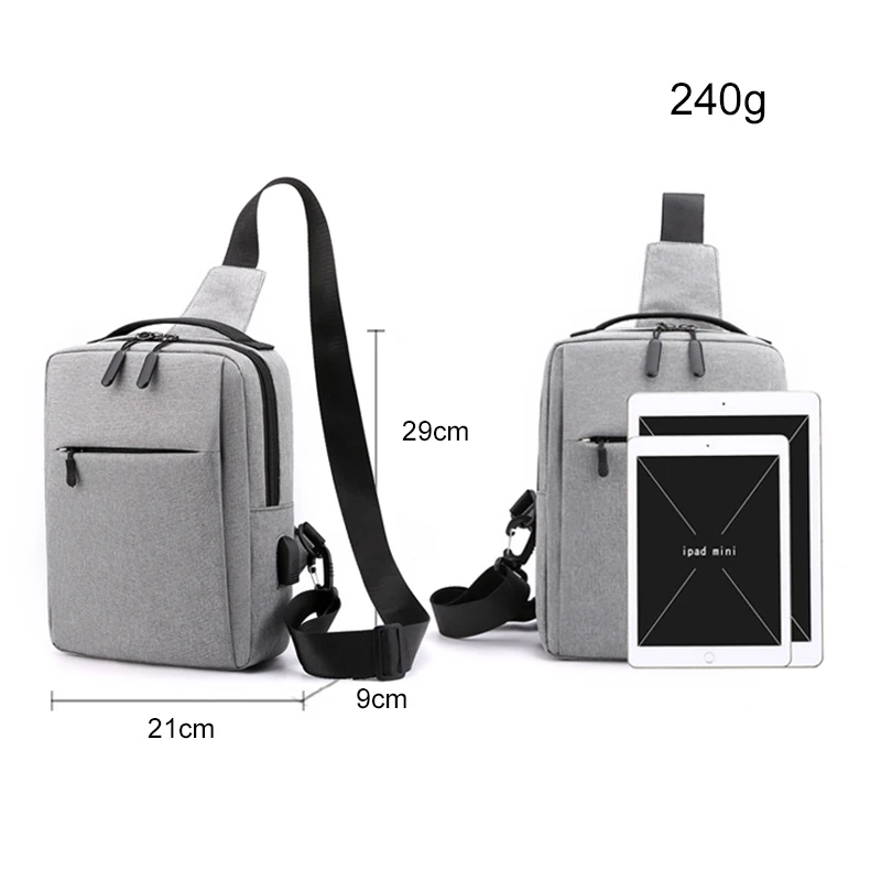 Mini Chest Bags For Men Casual Waist Bag Short Trip Travel Carry Bags Men's USB Charging Shoulder Crossbody Bags Nylon Handbags