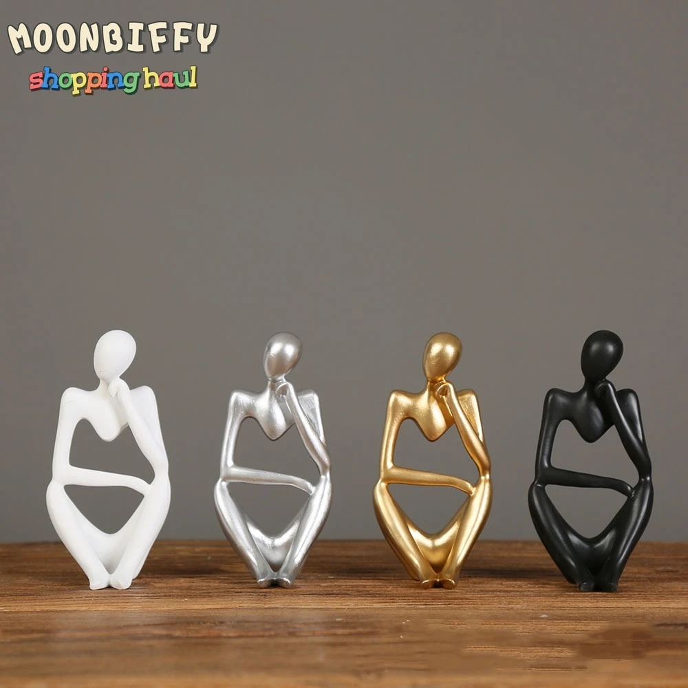 

Minimalist Abstract Thinker Statue Resin Sculpture Miniature Figurines Character Ornaments Office Home Decoration Accessories