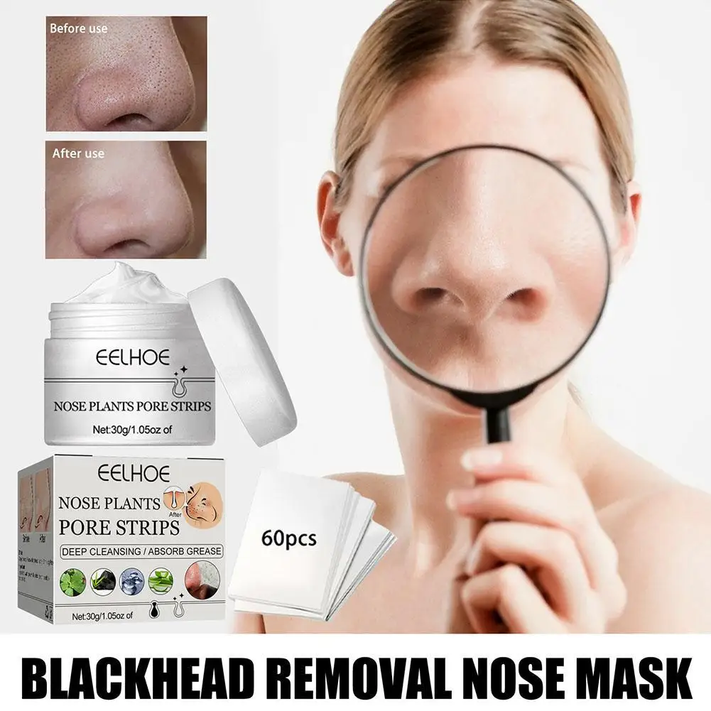 

EELHOE Nose Patch 30ml 60pcs Blackhead Removing Nasal Mask Blackhead Acne Tear Off Nasal Mask Clean Pores