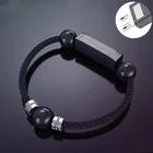 Мини кабель Micro USB Тип C Портативный кожаный браслет бусины для Samsung Huawei Android телефон зарядка USBC синхронизация шнур