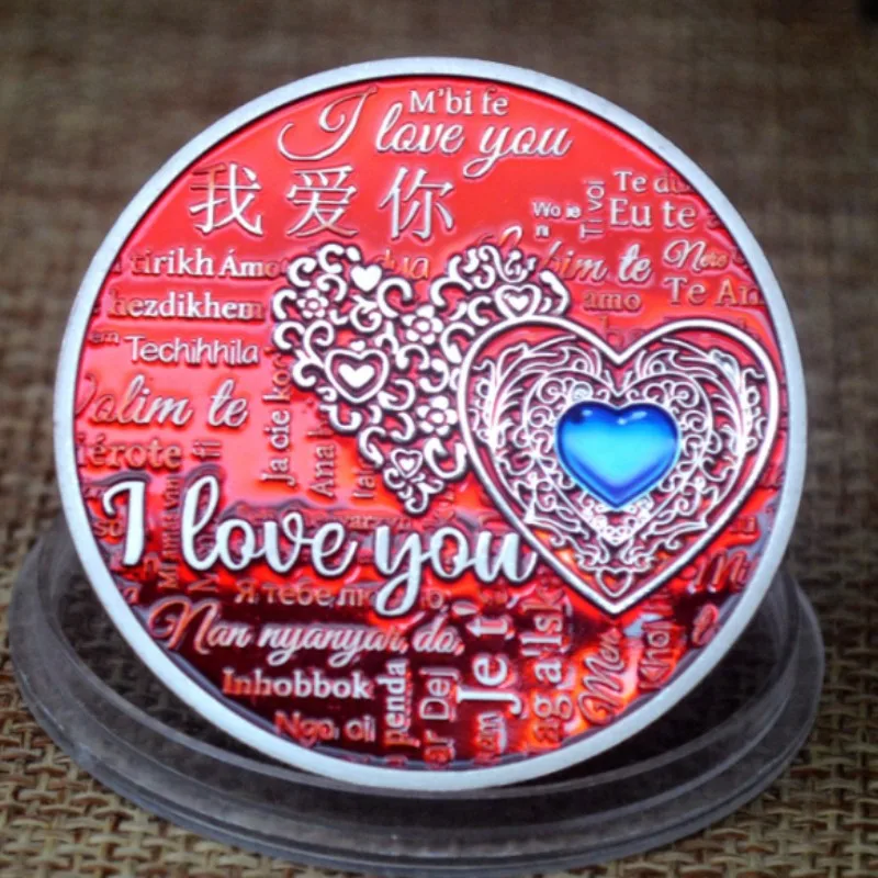 

Love Lucky Relief Paint Metal Commemorative Medallion Coin Silver Coin Craft Coin 999 Silver Plated Gift Collection Coin