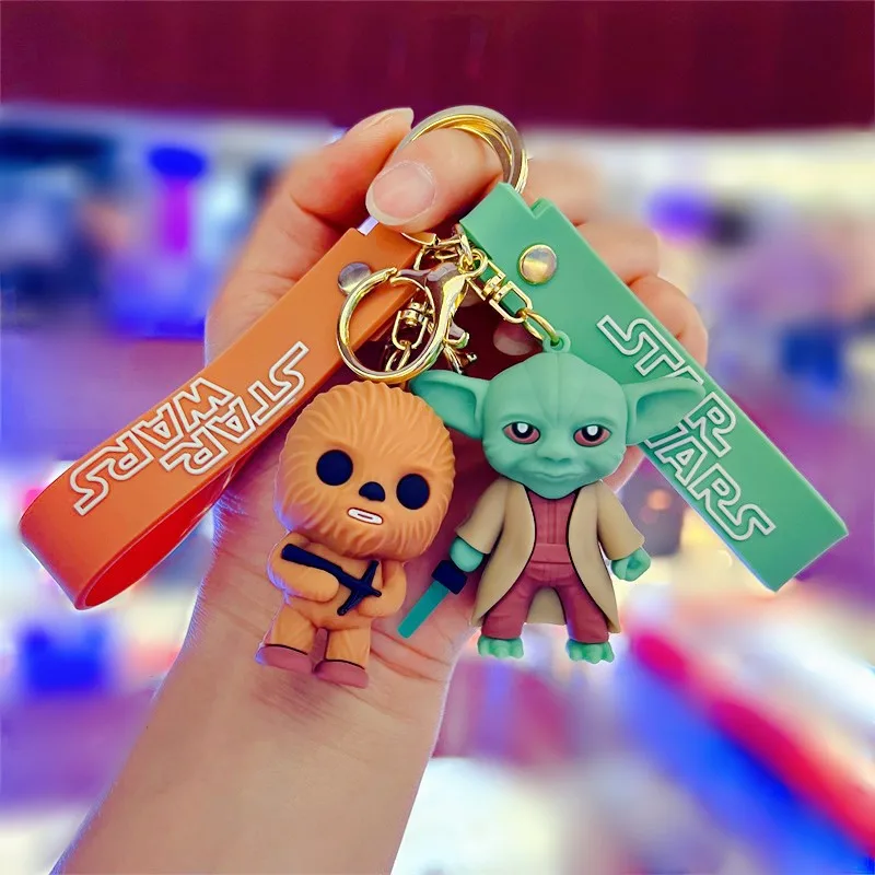 

Creative black samurai white samurai keychain tide cool yoda chupa keychain men and women bag pendant