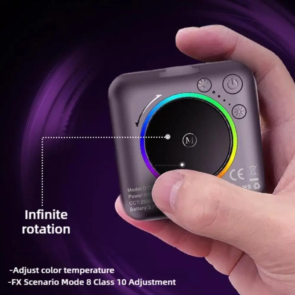 Карманная RGB-вспышка для фотоаппарата Регулируемая лампа смартфона ноутбука