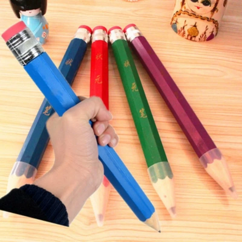 Graphite Lead Core Black Big Pencil Wood Pencil Brush Personality Giant Pencil Carpenter Pencil Stationery Pen for School