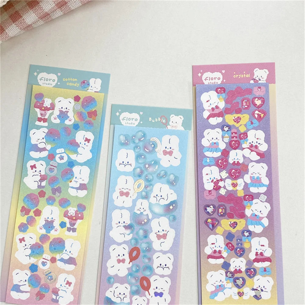 Kawaii наклейка в форме животных Лазерная горячая штамповка DIY Скрапбукинг коллаж