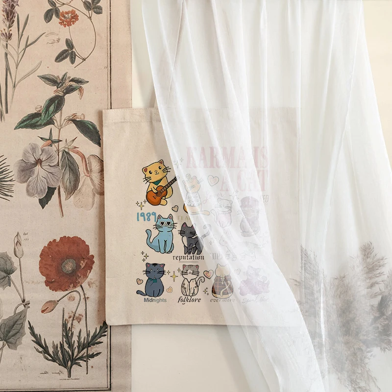 Swifitie Karma Is A Cat узор большая сумка Холщовая на плечо для путешествий каждый день