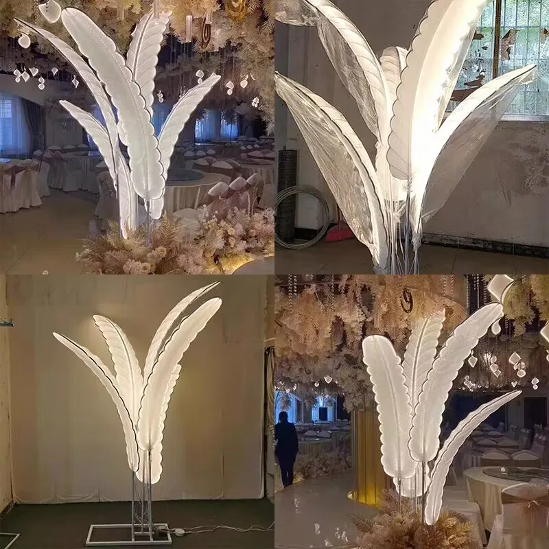 Лампа для свадебного украшения с перьями светящиеся листья свадебная дорога