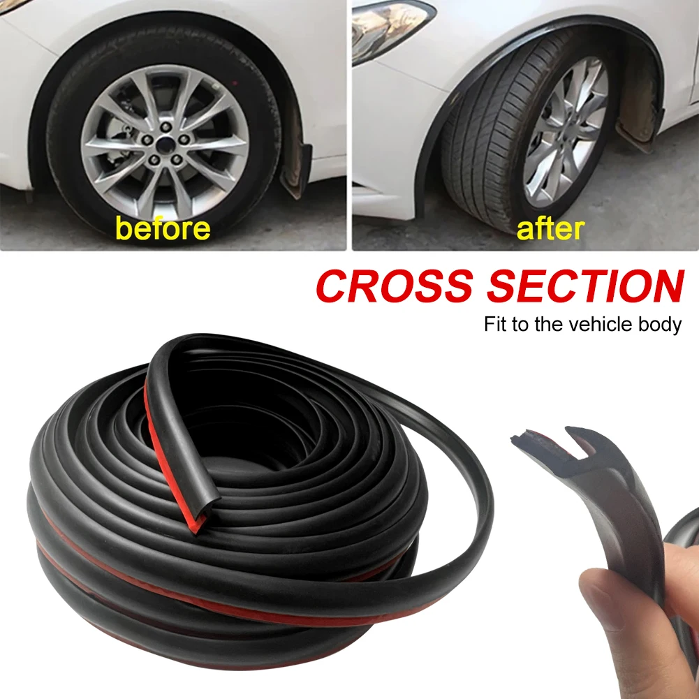 33FT Rubber Seal Fender Flares Edge Trim Self-Adhesive Tape for Car Truck Wheel Arch Gasket Eyebrow Strip