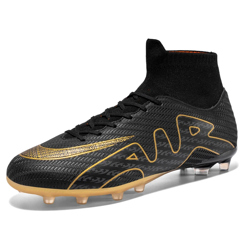 Size 35-47 Men Outdoor Football Shoes Quality Soccer Cleats Ultralight Grass Training Sport Footwear TF/FG High Help Sneakers