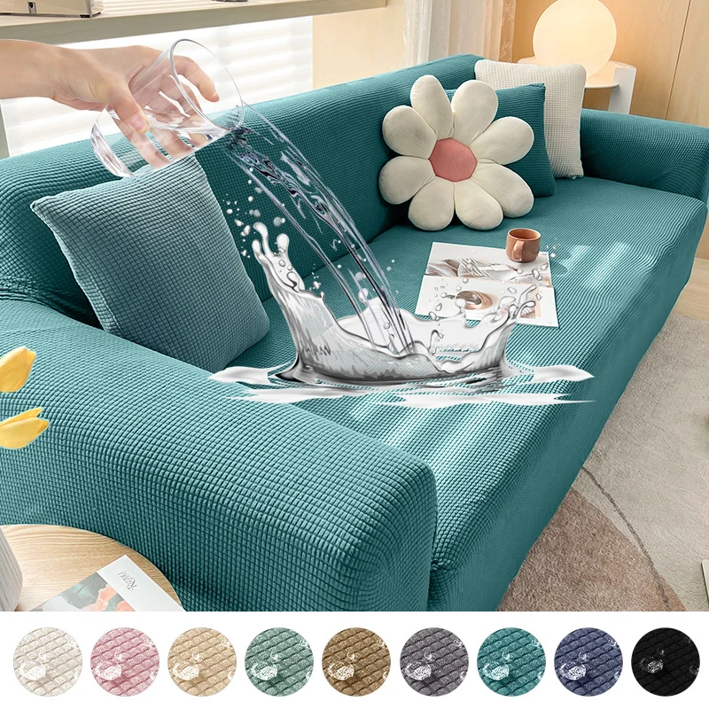 

Waterproof Jacquard Sofa Covers 1/2/3/4 Seats Solid Couch Cover L Shaped Sofa Cover Protector Bench Covers