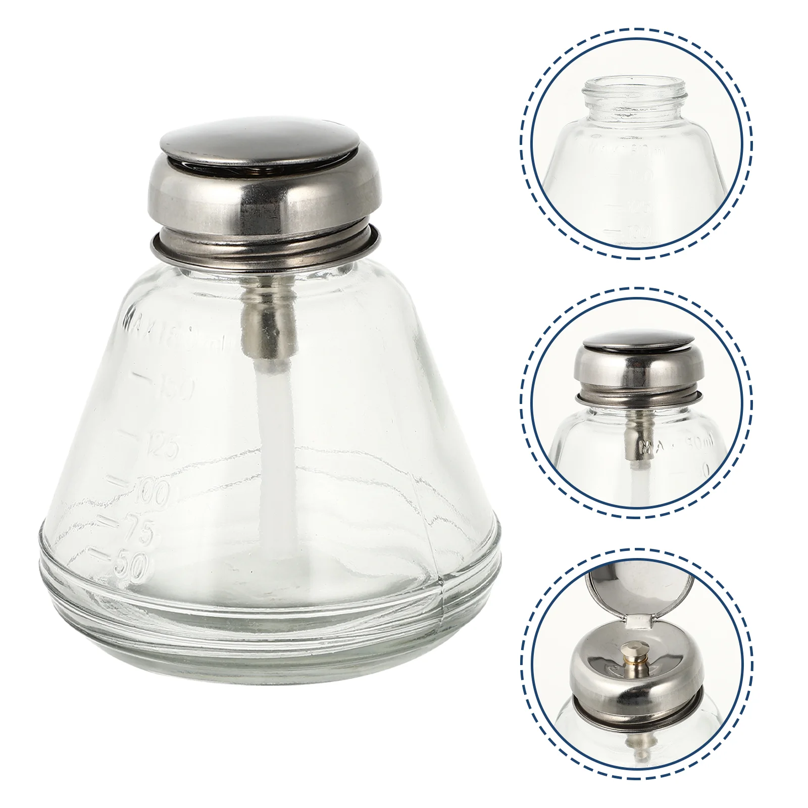 

Press Dispenser Storage Bottle Liquid Manicure Bottles Stainless Steel Nail Polish Remover Bottle