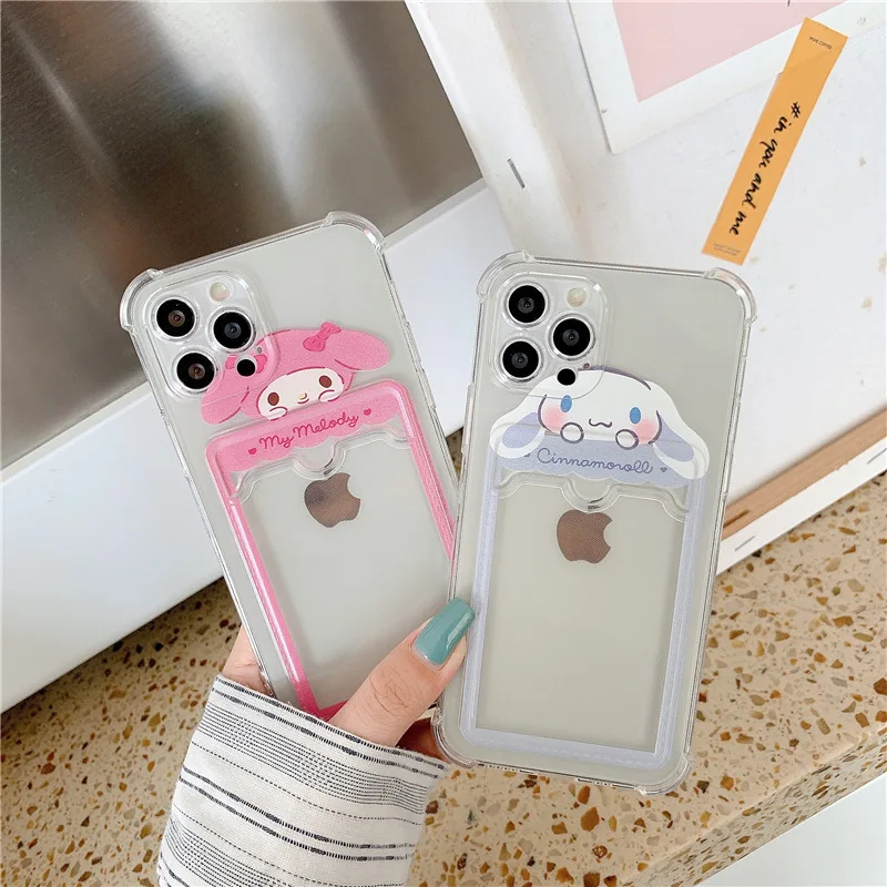

Hellokitty Cute Cartoon Card Case IPhone13 Pro Max Transparent Insert Card Phone Case 11 Apple 12 Applicable XS Card Case