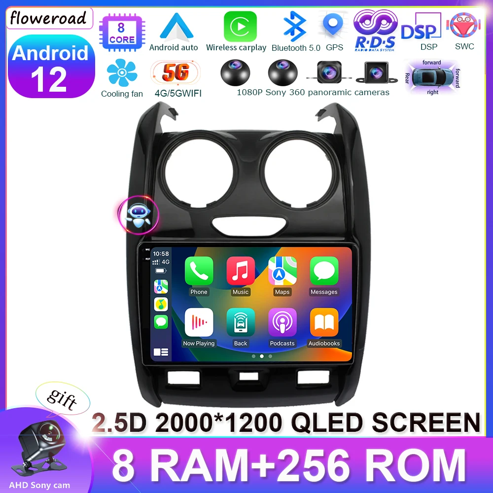 Автомагнитола на Android 13 для Renault Duster 2015-2020 LADA Largus 2021 мультимедийный видеоплеер