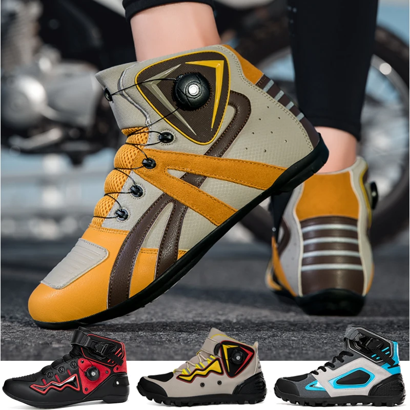 

Adjustable buckle men's biker boots, mid-top non-slip wear-resistant motorcycle shoes for men's outdoor riding activities
