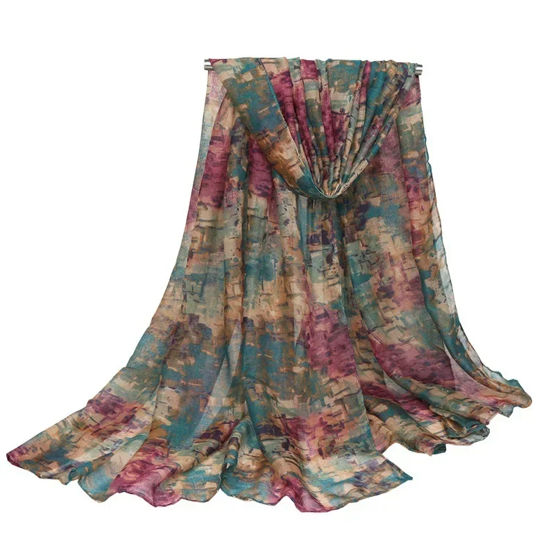 Винтажный Мозаичный Шарф С Геометрическим Принтом 180 См X 90 Женский