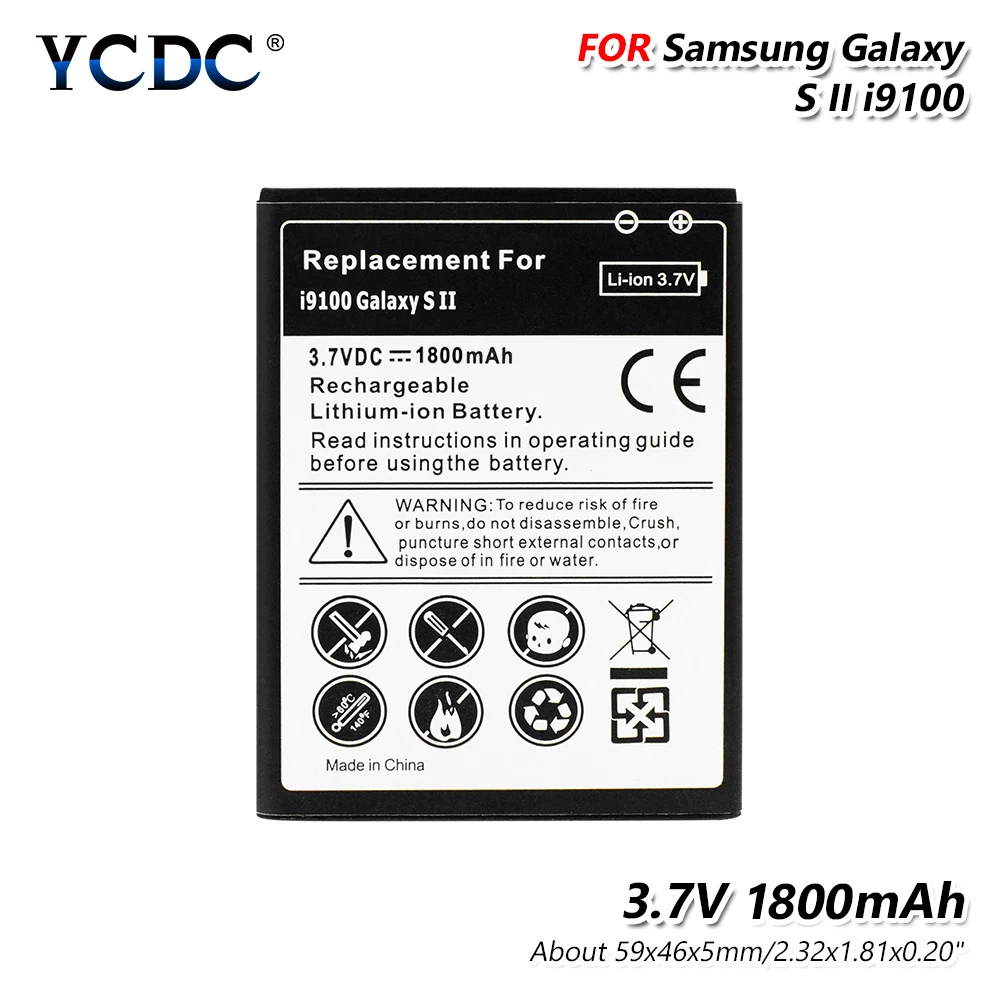 

Смартфон 3,7 V 1800mAh литиевая батарея для Samsung Galaxy I9100 GT-I9100 B9062 I9101 I9103 I9105 I9108 I9100G I9188