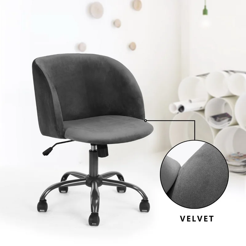 

Velvet Upholstered Home Office Task Chair - Dark Grey DARK GREY Upholstered [US Stock]