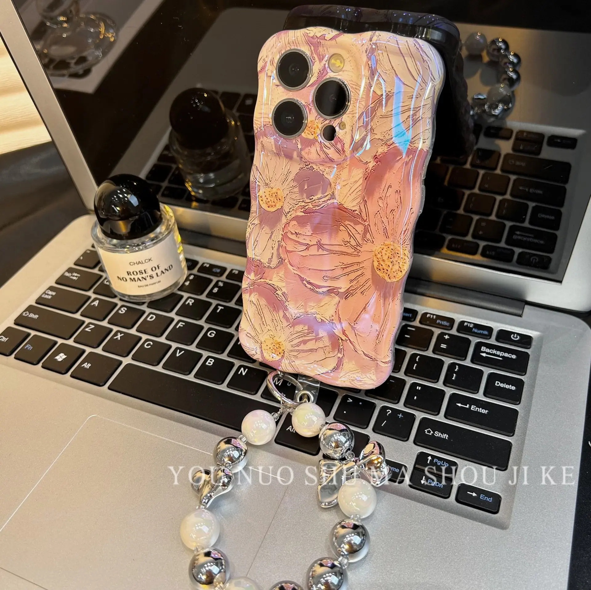 Фото Цветной изысканный чехол для телефона с рисунком маслом для iPhone 11/12/13/14 Pro Max, чехол для телефона с цветочным ремешком и ремешком №2