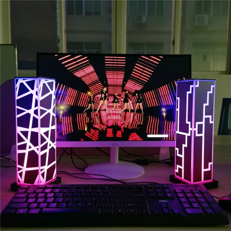 

Modern Art Building Night Light Magic Color RGB Gaming Atmosphere Light Cuboid Coffee Shop Bar Club Bedroom Table Lamp Decor