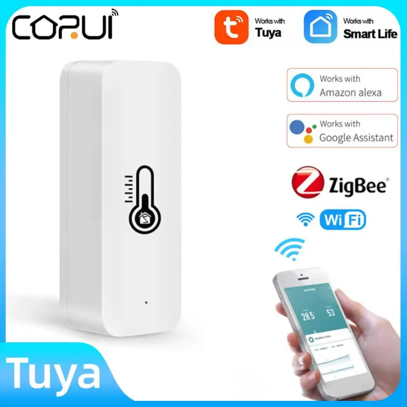 

CORUI Tuya Zigbee/WiFi Smart Temperature And Humidity Sensor APP Remote Monitor Alarm For Smart Life Support Alexa Google Home