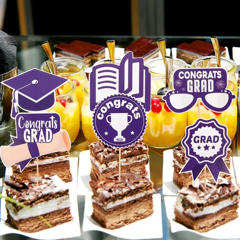 

30pcs Decorative Graduation Cake Inserts Graduation Cake Picks Cupcake Decors