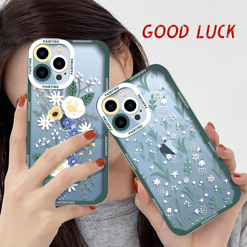 

Flower Phone Case for IPhone SE2020 7 8 Plus 11 12 13 Pro MAX Mini X XS XR Silicone Bumper Fundas Camera Protection Clear Cover