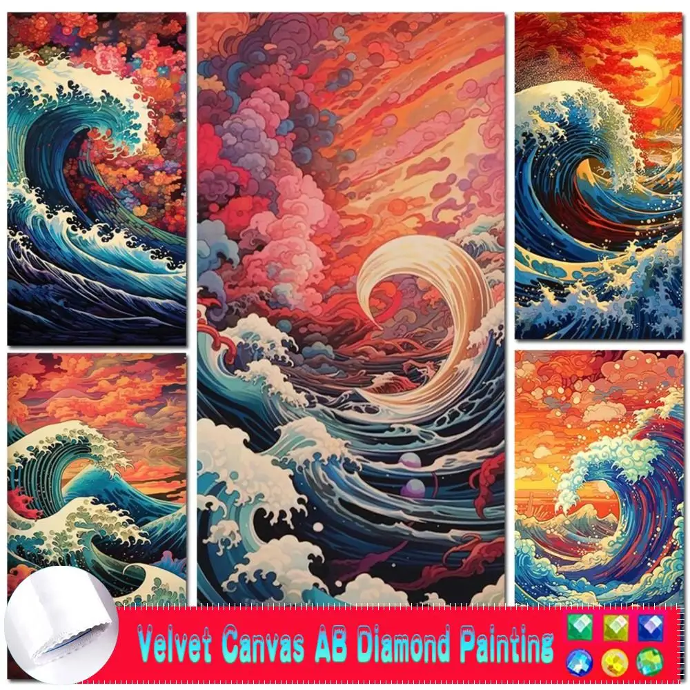 Искусственная волна Горный пейзаж DIY 5D AB бархатная фотография водопад вышивка