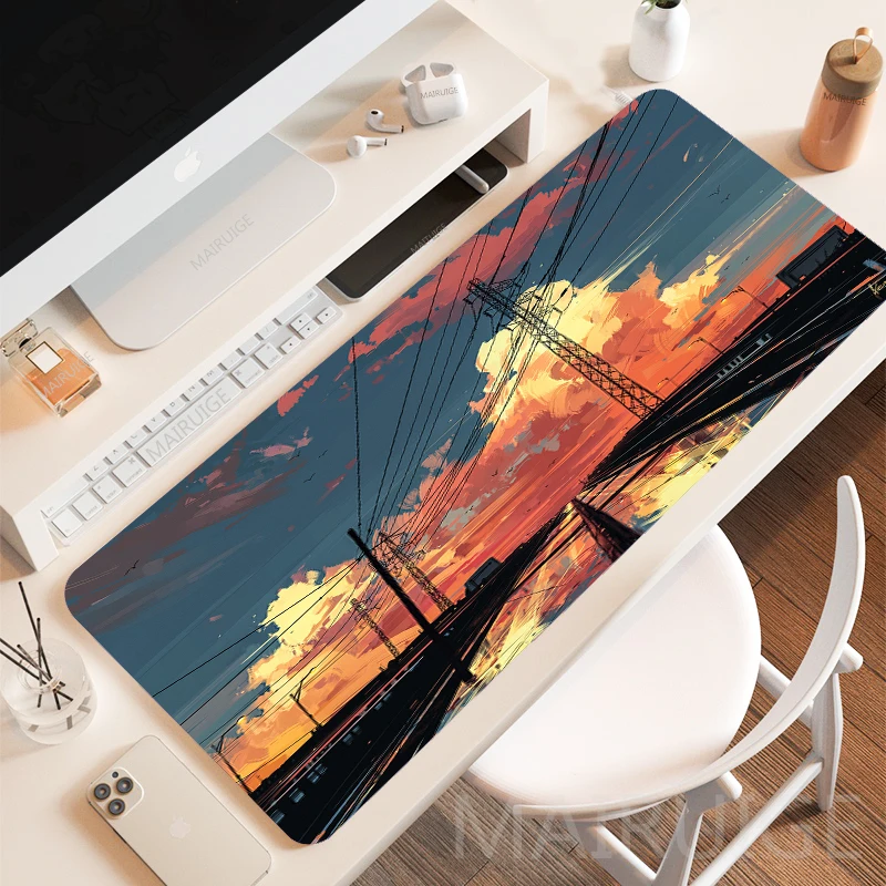 

Sunset Scenery Mouse Pad Burning Clouds Gamer Large Keyboard MouseMat Anime Playmats DeskMat XL Anime Gaming Accessories Carpets