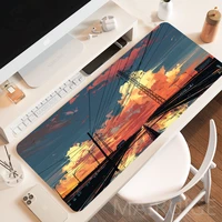 sunset scenery mouse pad burning clouds gamer large keyboard mousemat anime playmats deskmat xl anime gaming accessories carpets
