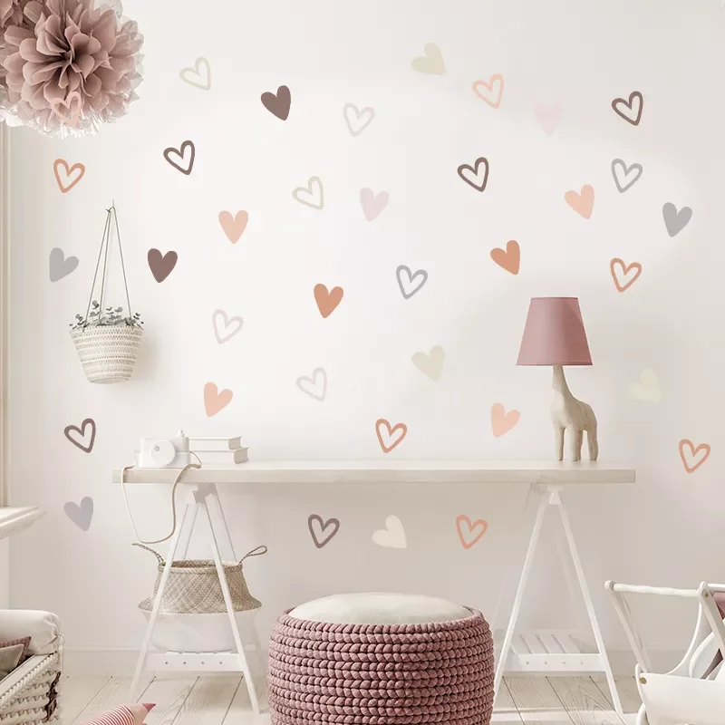 

2022 36pcs Heart Shape Trendy Boho Style Wall Stickers Bohemian Wall Decals for Living Room Bedroom Nursery Room Kids Room Home