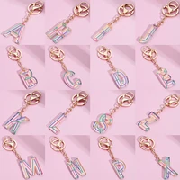 26 letters keychain simple key chain plastic holder ring accessories keyring bag phone charm one piece for women men girls 2022