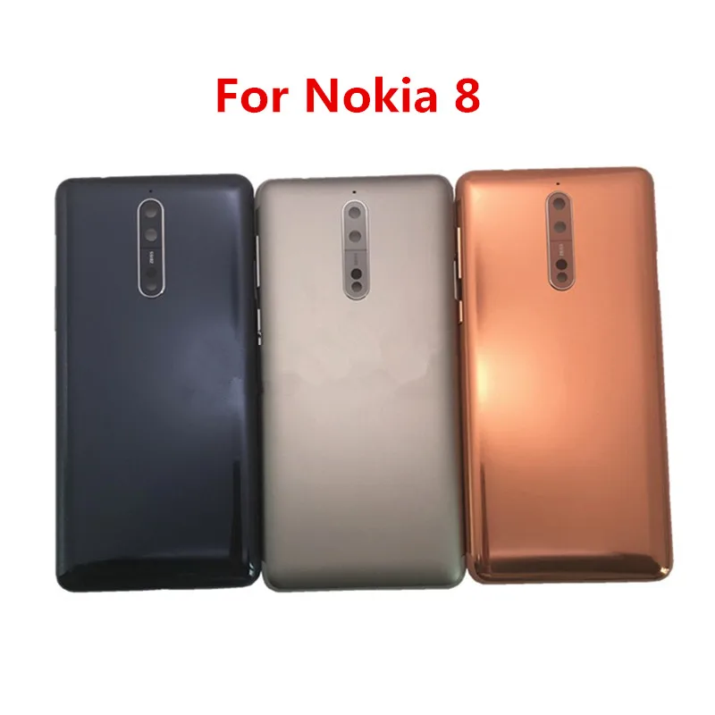 

Чехол Nokia8 для Nokia 8 5,3 дюйма, металлическая крышка аккумулятора, задняя крышка телефона + логотип боковых кнопок