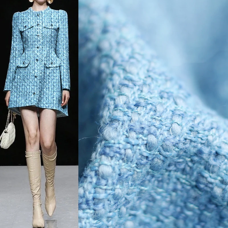 

Красная малиновая плетеная синяя ткань, материал одежды, Осеннее Женское пальто, юбка, ткань для шитья своими руками, бесплатная доставка