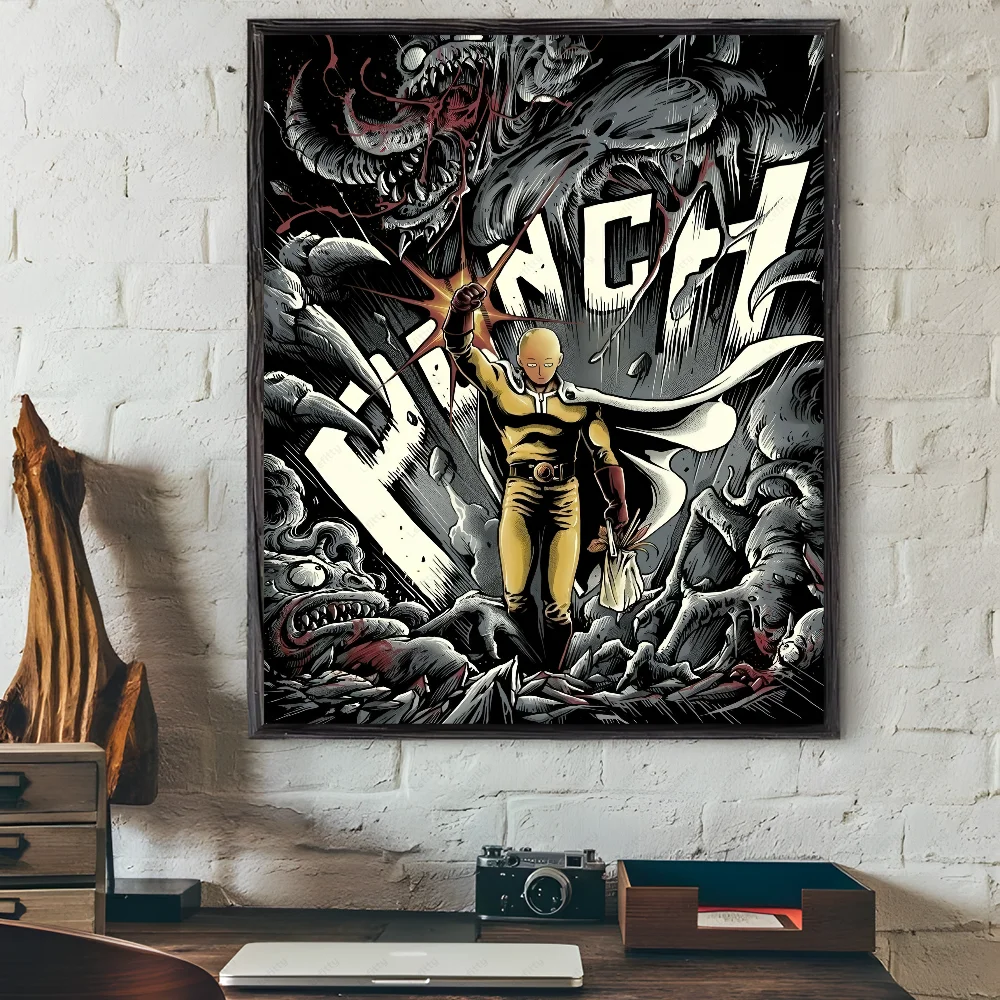 O-ONE Japanese Anime MANs P-PUNCH Poster Sticky Wall Art Printing Waterproof Home Living Bed Room Bar Hallway Aesthetic Decor