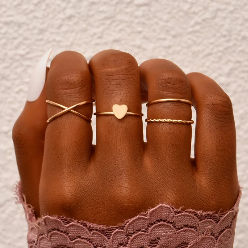 

Fashion Heart Ring for Women Girl Gold Index Finger Rings Bride Wedding Jewelry