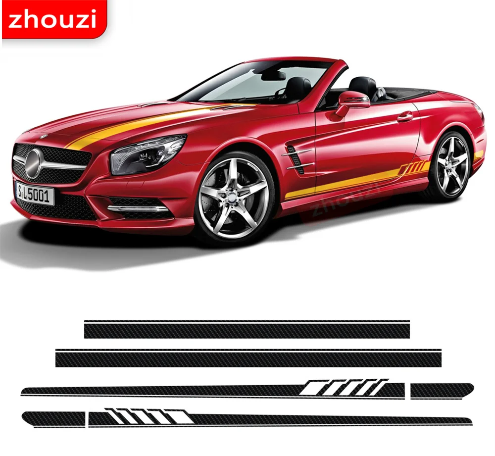

Наклейка на дверь автомобиля с боковыми полосками, стикер, версия 1, стильный аксессуар для Mercedes Benz SL Class R230 R231 SL500 SL350 AMG
