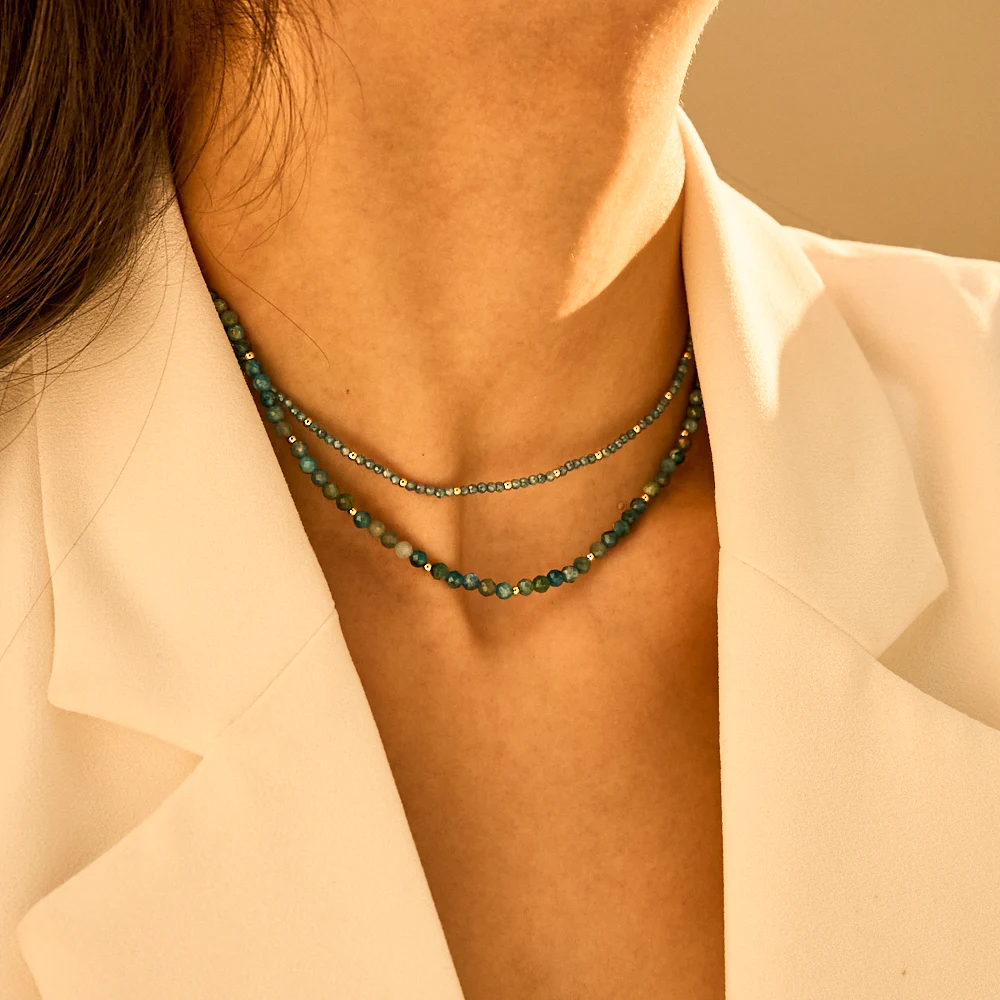 ZMZY Симпатичные простые бусины из камня 2 слоя эффектное ожерелье дизайнерское