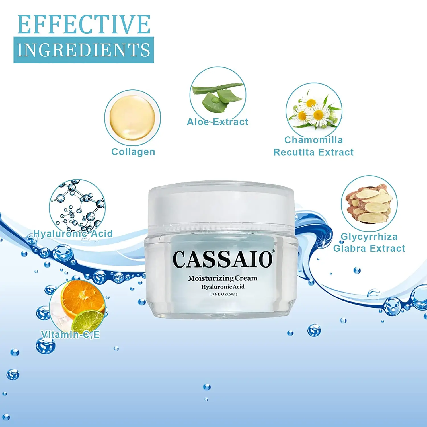 

Moisturizing Face Cream Hyaluronic Acid Daily Facial Moisturizer 1.7 Fl OZ Whitening Sensitive Dark Facial Products