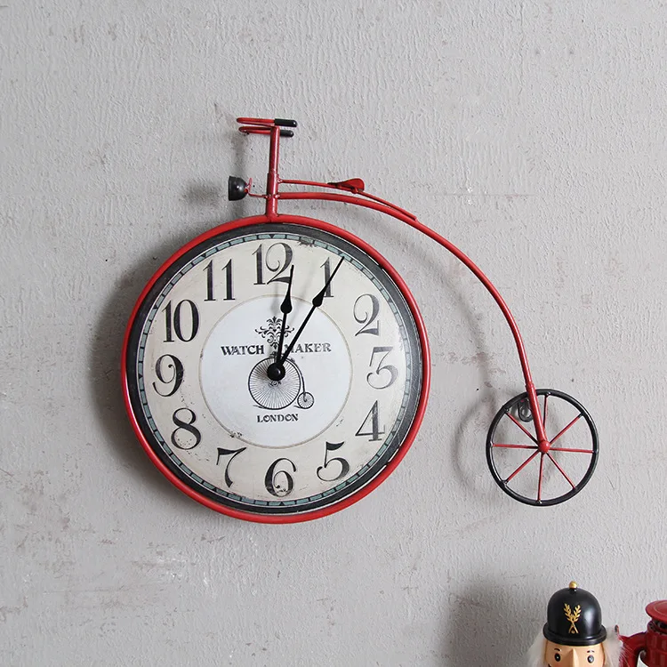 

Retro American rural living room bedroom creative bicycle wall clock personality decoration clock wall decoration wall decoratio