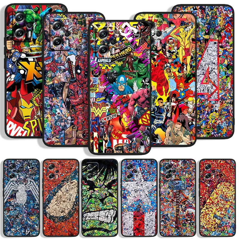 

Marvel Superheroes poster Phone Case For Xiaomi POCO F4 F3 X4 X3 GT F2 F1 M4 M3 C31 X2 Civi Pro NFC Funda Black Silicone Cover