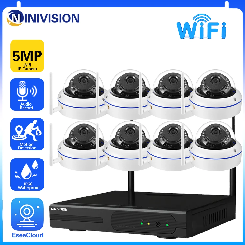 

8CH 5MP Video Surveillance Cameras System With Wireless Wifi NVR Kit 5MP Smart Home Outdoor Waterproof CCTV Security Camera Set