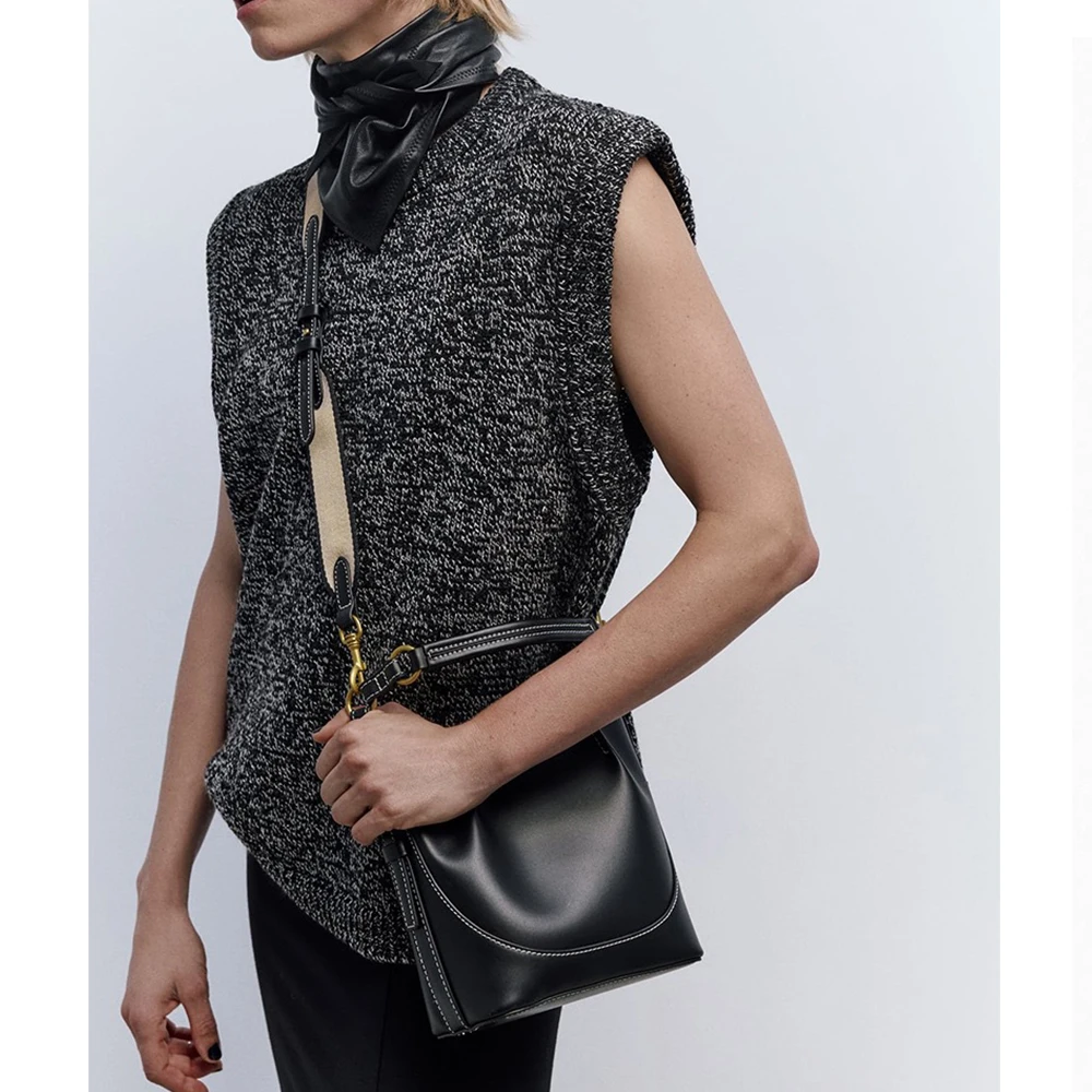 Модная сумка-мешок на широком ремешке Высококачественная сумка плечо маленькие