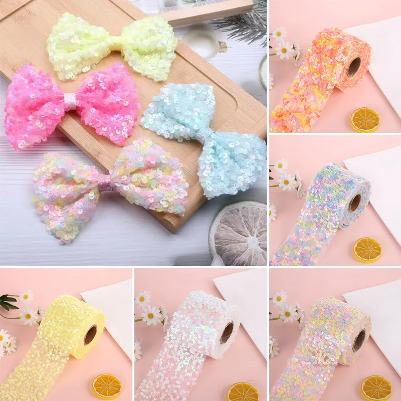 

10yards/lot Sequins Organza Ribbon Bow Stain Gift Packaging Band DIY Clothes Sewing Accessories Decoration Supplies 60mm 80mm