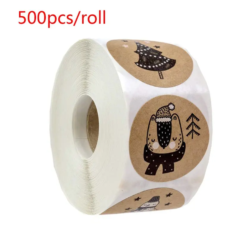 

500 шт./рулон, новогодние наклейки для скрапбукинга