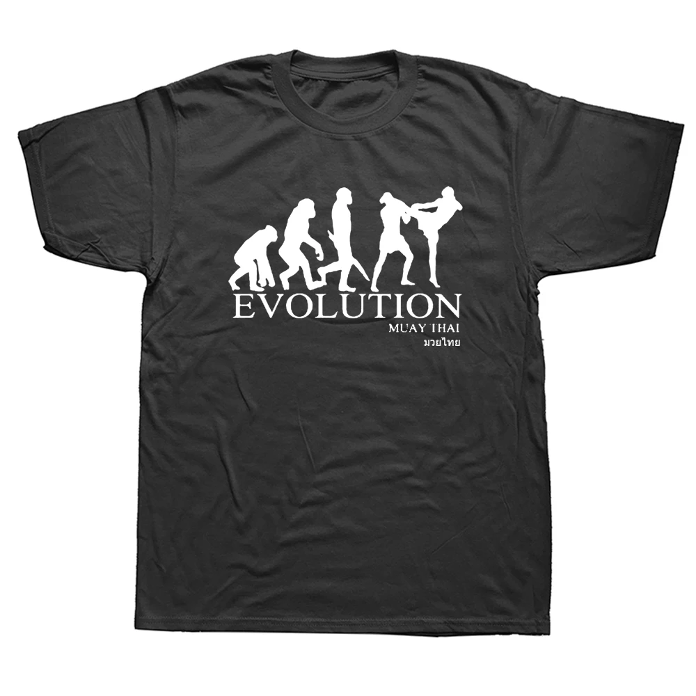 

Смешные футболки Muay Thai Boxinger Evolution, хлопковая Футболка с графическим рисунком, уличная одежда с коротким рукавом, футболка Harajuku для Арта март...