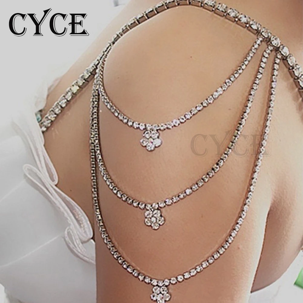 

Multilayer Flower-shaped Shoulder Chain Sexy Tassel Rhinestones One Shoulder Chain Body Chain For Women Body Jewelry Accessories
